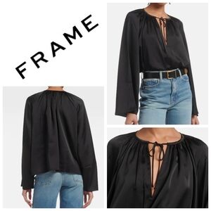 FRAME Shirred Satin Blouse